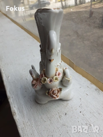 Стара порцеланова каничка лебед фигура статуетка Порцелан, снимка 3 - Антикварни и старинни предмети - 53431376
