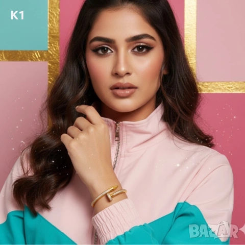 Хит Гривна Пирон Cartier Juste un Clou с камъни, снимка 4 - Гривни - 53993421