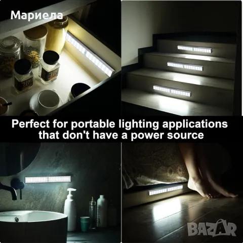 Безжична магнитна LED лампа с датчик 45см. / 2500mAh / Лампа Под Шкаф / Лампа за Гардероб, снимка 17 - Лед осветление - 49315349