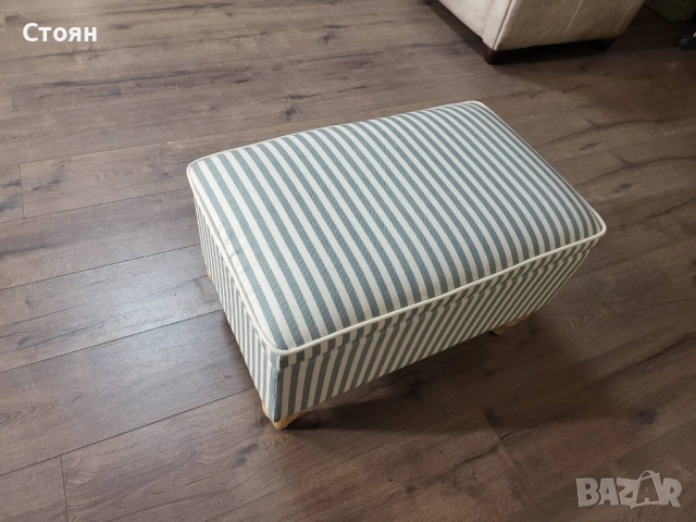 Табуретка от плат на райета цвят сив и кремав, снимка 8 - Дивани и мека мебел - 53757210