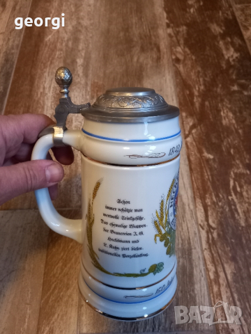 немска порцеланова халба за бира с цинков капак, снимка 5 - Антикварни и старинни предмети - 44958725