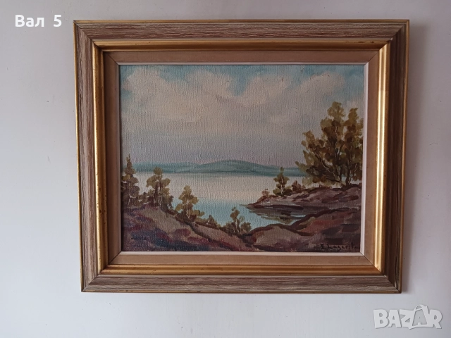Стара авторска картина , пейзаж - платно , подписана, снимка 2 - Картини - 52788633