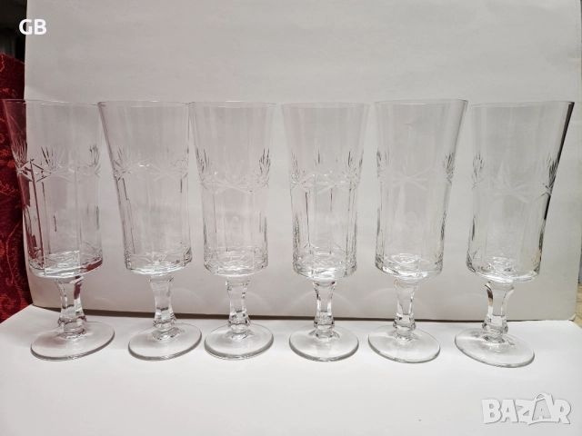 Кристални чаши за шампанско + пепелник + свещник, снимка 3 - Сервизи - 52807543