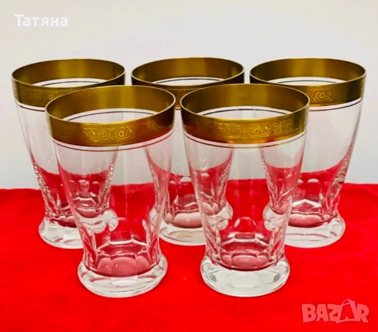 5 кристални чаши серия "CONCORDE", 24-каратно злато, THERESIENTHAL