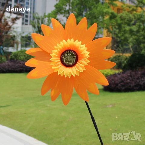 5947 Градинска вятърна въртележка Голямо цвете със слънчоглед, 70 см, снимка 7 - Градински мебели, декорация  - 50733867