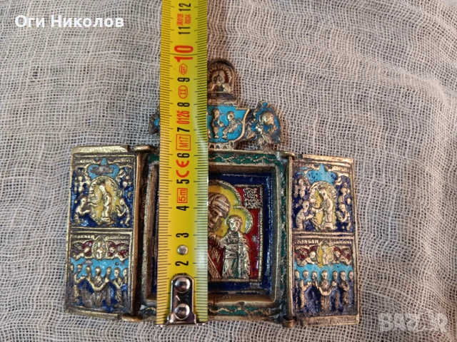 Старинна  руска царска  икона-триптих от XIX  век, снимка 8 - Антикварни и старинни предмети - 50998481
