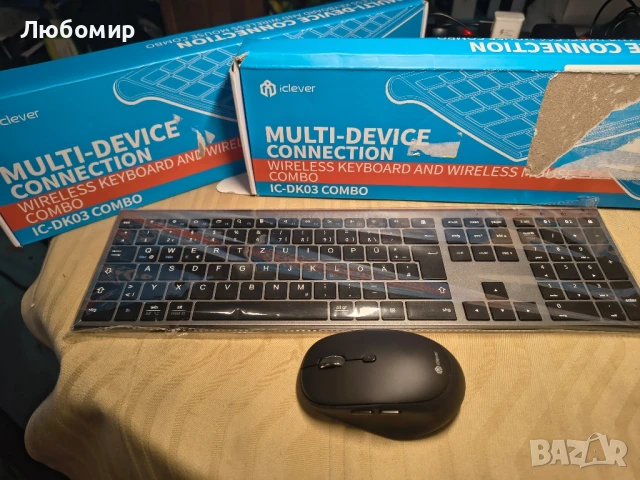 iClever DK03 Bluetooth клавиатура и мишка, презареждаща се двурежимна (Bluetooth 4.2 + 2.4G)


