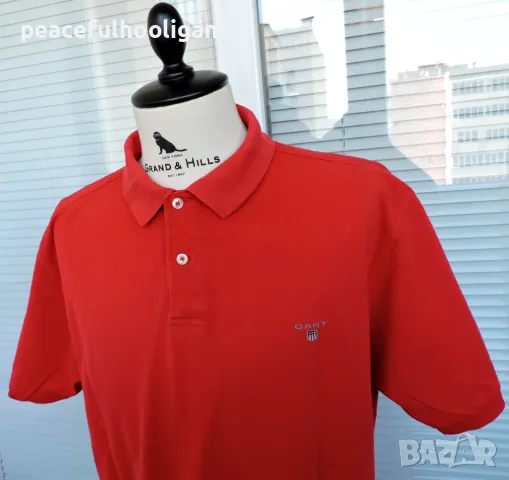 Gant Mens Red Short Sleeve Cotton Pique Casual Polo Cotton T-Shirt Size XL, снимка 3 - Тениски - 50326635