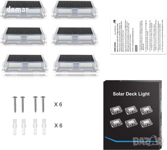 MEIKEE Соларни наземни лампи, 20 LED 6500K и 2700K, IP66, 6 броя, снимка 7 - Соларни лампи - 45117869