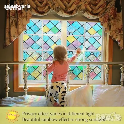 Zindoo Самозалепващо фолио за прозорци - Поверителност и декорация, UV Блокиране, 44.5x200см, снимка 6 - Други стоки за дома - 49810093