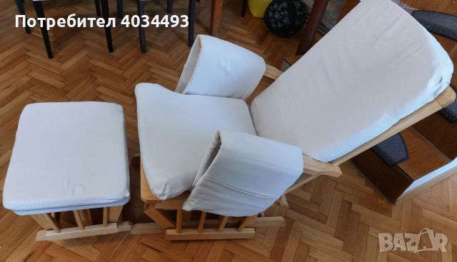 Люлеещ стол за кърмене + люлееща табуретка, снимка 3 - Мебели за детската стая - 46309187