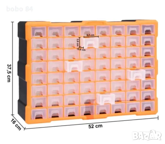 Шкаф органайзер с 64 чекмеджета /52х16х37 см, снимка 6 - Стелажи и щандове - 49033811