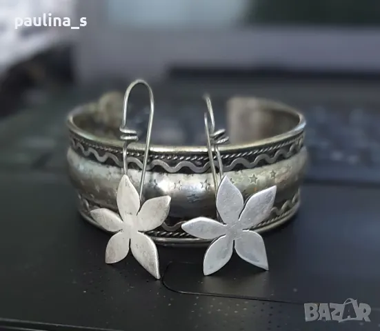 Vintage / Винтидж / Рядка находка / Сребърни обеци на върбило / Цветя / проба 950 