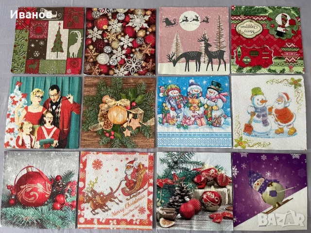 Колекция от 100 бр. коледни салфетки, снимка 7 - Други ценни предмети - 47764645
