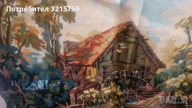 Голям Гоблен , ръчно шит,80х63см., снимка 3 - Гоблени - 50348560