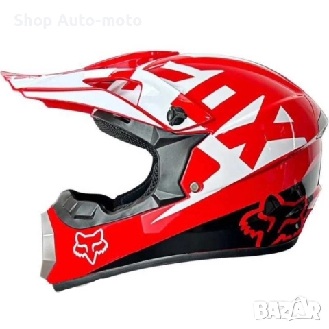 Кросова каска Automat, За мотор, Атв, Вело, S и M размер, Червен-бял, снимка 3 - Аксесоари и консумативи - 52817049