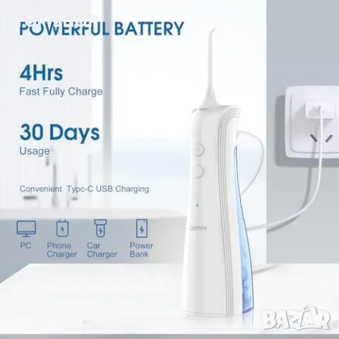 Нов Воден зъбен душ Leominor - 5 режима, портативен и водоустойчив флосер, снимка 3 - Тримери - 50015851