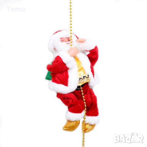 Катерещ се по мъниста Дядо Коледа. Височина на Дядо Коледа 13 см, дължина на въжето от мъниста 100 с, снимка 5 - Декорация за дома - 45839502