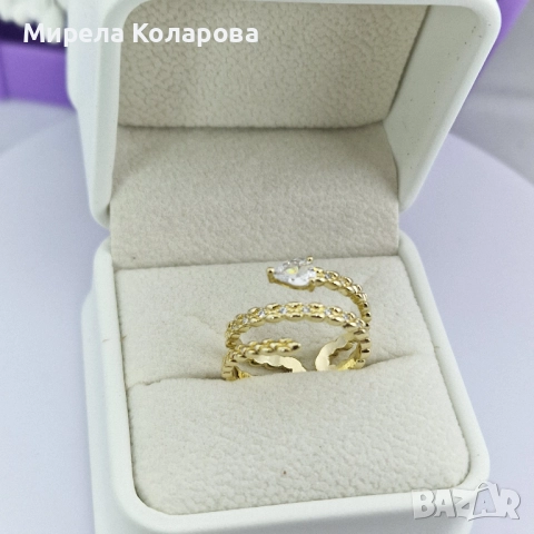 Дамски пръстен "Спирала с камък"