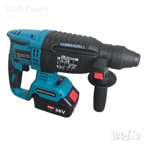 Безчетков акумулаторен перфоратор 36V, SDS-plus, с шило и секач, снимка 5 - Бормашини - 50660626