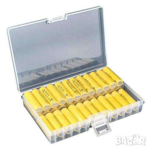 Кутия за съхранение на батерии, 48 AAA батерии, Прозрачна, 13x11.5x2.5 см, снимка 1 - Други стоки за дома - 45586916