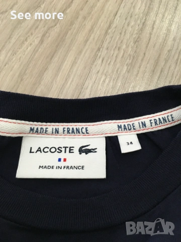 Lacoste Made in France дамска тениска S, снимка 5 - Тениски - 53929940