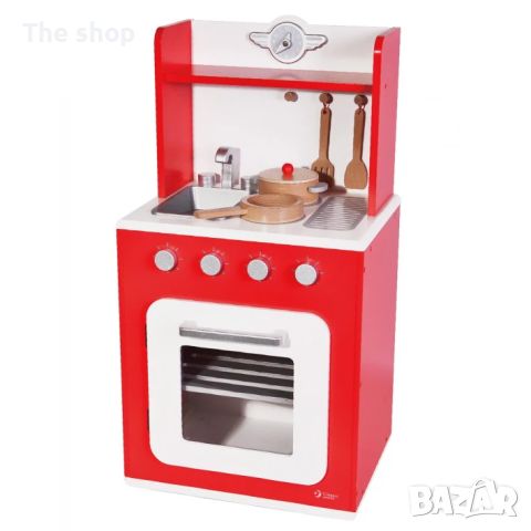 Дървена кухня за игра - червена (004), снимка 1 - Играчки за стая - 45524215