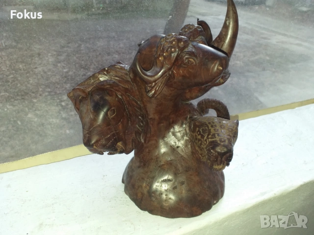Невероятна уникална статуетка дърво абанос африка животни, снимка 4 - Антикварни и старинни предмети - 53503613