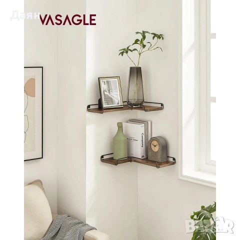 Комплект от 2 ъглови стенни рафта VASAGLE , снимка 3 - Етажерки - 53381141