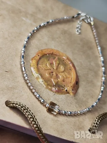 Гривна за глезен, Сваровски/Swarovski, 925 сребро, снимка 2 - Гривни - 50313036