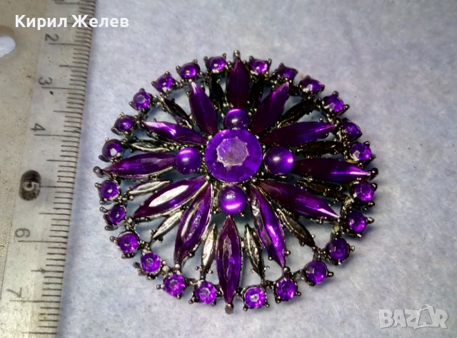 СТИЛНА СРЕБРИСТА КРИСТАЛНА БРОШКА с НУЖДА от НОВА ИГЛА ПОДХОДЯЩА и За МЕДАЛЬОН 48786, снимка 8 - Други - 51277863