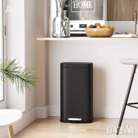 Кухненски кош за боклук 30 литра, с педал и капак с плавно затваряне SONGMICS 