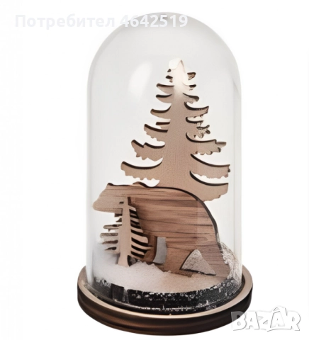 Коледна магия под стъклен купол - LED декорация, снимка 4 - Декорация за дома - 52336821