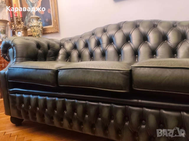 Троен диван Честърфийлд, снимка 3 - Дивани и мека мебел - 52860098