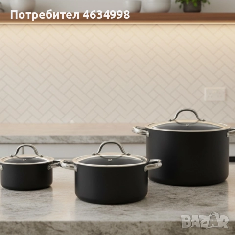 Алуминиева тенджера с мраморно покритие и капак – здравословно готвене без загаряне, снимка 3 - Съдове за готвене - 52581191