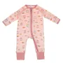 Бебешко памучно боди ромпър розово със сови и дъга S_1245187, снимка 1
