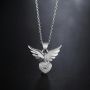 Сребърно колие " Сърце с крила " , снимка 1 - Колиета, медальони, синджири - 45637575