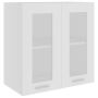 vidaXL Висящ стъклен шкаф, бял, 60x31x60 см, ПДЧ（SKU:802521, снимка 1 - Шкафове - 45523553