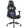 vidaXL Масажен гейминг стол с опора за крака черно и синьо плат(SKU:345507