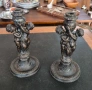 двойка антикварни бронзови свещници, снимка 2
