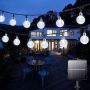 Lezonic Външни соларни градински светлини,50 LED 7M, Водоустойчиви 8 режима декорация прозрачно бяло