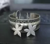 Vintage / Винтидж / Рядка находка / Сребърни обеци на върбило / Цветя / проба 950 , снимка 1