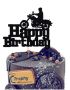 Мотор Моторист мотоциклет Happy Birthday черен картонен с брокат топер украса декор торта рожден ден