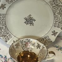 Десертна чиния с чаша порцелан Alka Kunst, снимка 3 - Чаши - 45892219