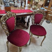 Страхотни много красиви антикварни испански столове месинг и плюш , снимка 7 - Антикварни и старинни предмети - 45540049