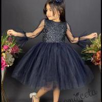 Детска официална рокля в тъмно синьо за 5-6 години, снимка 9 - Детски рокли и поли - 45423681