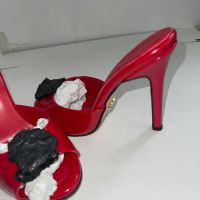 Сандали червени на ток лачени чехли dolce and Gabbana d&g, снимка 4 - Чехли - 45782949