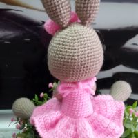 Плетена играчка Зайче-балерина, Плетени, ръчно изработени, прекрасен подарък, снимка 6 - Плюшени играчки - 45224519
