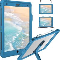 ShellBox Калъф за iPad 10.2 9/8/7 поколение с вграден протектор с презрамка за рамо, синьозелен, снимка 1 - Калъфи, кейсове - 45684512