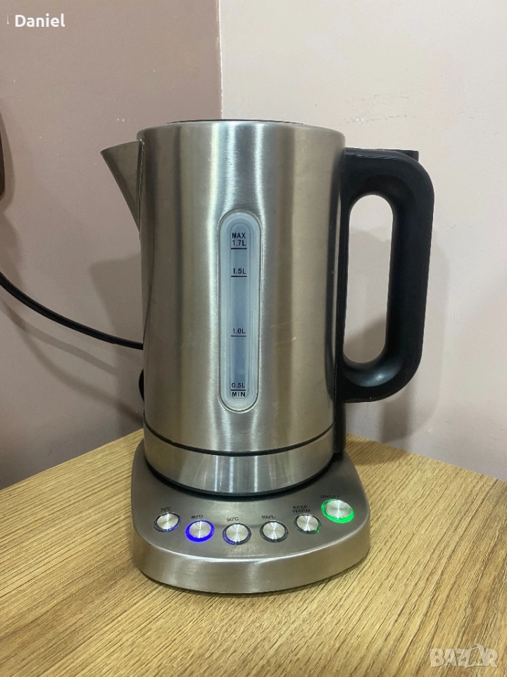 Електрическа кана с температурен контрол – 1.7 L, инокс, снимка 1